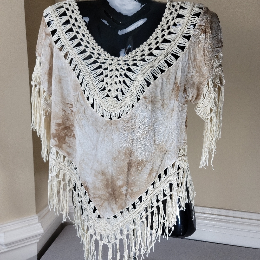 Tye-dye Crochet Fringed Top - Picture 4 of 11